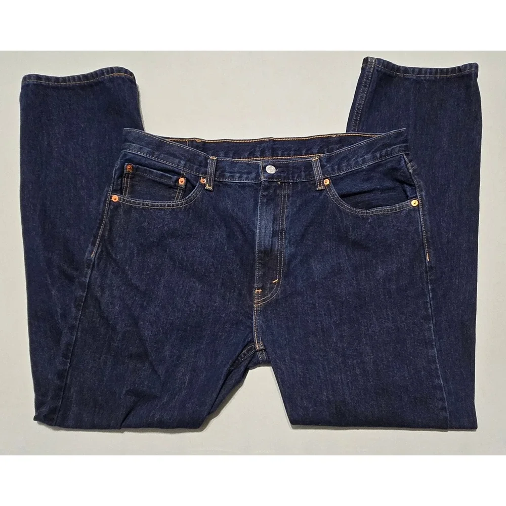 Levi's 505 Jeans‎ Mens 38x32 Dark Wash Straight Leg Regular Fit Denim